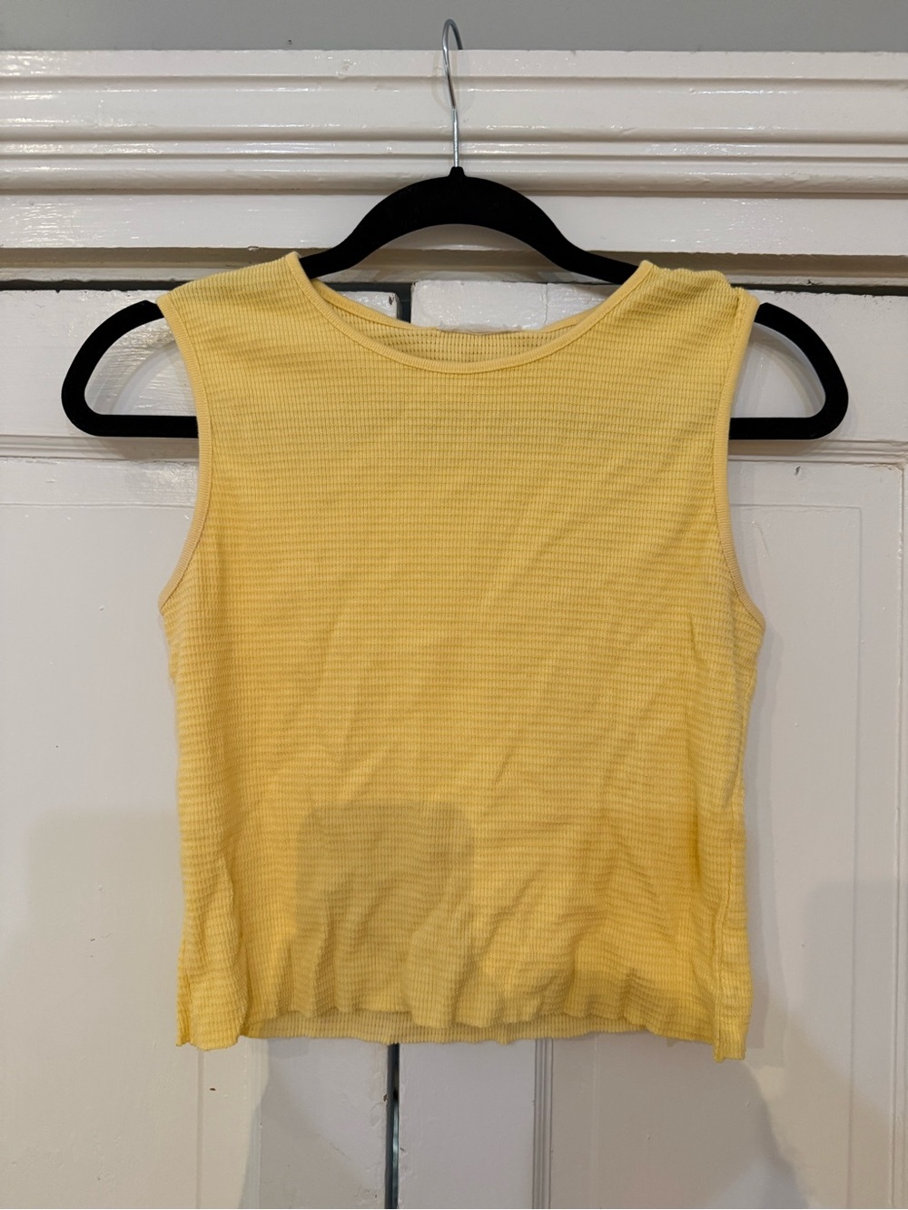 Yellow Ribbed Sleeveless Tank Top - Women